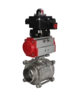 Кран шаровой DN.ru BV3232P(3pc)-FP-W-ISO-H Ду65 Ру25 SS316 полнопроходной под приварку, корпус - нержавеющая сталь с пневмоприводом DN.ru PA-DA-83 и блоком концевых выключателей APL-410N EX