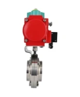 Затвор дисковый поворотный DN.ru WBV3131E-2W-W-H Ду50 Ру10 под приварку, корпус - пищевая нержавеющая сталь 304, уплотнение - EPDM, с пневмоприводом PA-SA-065, пневмораспределителем 4M310-08 220В NAMUR и магнитным переключателем ALS200D