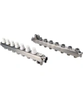 Коллекторная группа DN.ru GC4-31-7 1″ Ду25 Ру10 отводов — 7, в сборе с терморегулирующими клапанами и запорно-балансировочными клапанами, дренажным краном и воздухоотводчиком, с заглушками, без переходников, корпус - нержавеющая сталь AISI 304