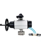 Кран шаровой DN.ru BV3232P(2pc)-FP-T-ISO-H Ду80 Ру40, полнопроходной, внутренняя резьба, нержавеющая сталь SS316, уплотнение - PTFE, с пневмоприводом PA-DA-105-1 двойного действия, с пневмораспределителем 4V320-08 AC220V, с БКВ APL-210N