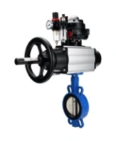Затвор дисковый поворотный DN.ru WBV1413E-2W-Fb-H Ду150 Ру16, корпус - чугун GGG50, диск - чугун GGG40, уплотнение - EPDM, с пневмоприводом DN.ru PA-DA-105-1 двойного действия, пневмораспределителем 4M310-08 AC220V, БКВ APL-510N-EX, БПВ AFC2000