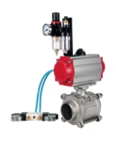 Кран шаровой DN.ru BV3232P(3pc)-FP-W-ISO-H WDVF Ду40 Ру40 полнопроходной, трехсоставной, корпус - нержавеющая сталь 316, уплотнение - PTFE, под приварку, с пневмоприводом PA-SA-105, пневмораспределителем 4V320-08 AC220V, БПВ AFC2000