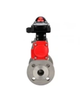 Кран шаровой DN.ru BV3232P(2pc)-FP-F-ISO-H Ду80 Ру16 полнопроходной двухходовой, нержавеющая сталь 316, фланцевый, уплотнение - PTFE, с пневмоприводом PA-SA-130 и БКВ APL-210N