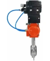 Затвор дисковый поворотный DN.ru WBV3232E-2W-Fb-H Ду150 Ру16, корпус - нержавеющая сталь 316L, диск - нержавеющая сталь 316L, уплотнение - EPDM, с пневмоприводом PA-DA-105 и с электропневматическим поворотным позиционером YT-1000RSN без обратной связи