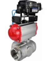 Кран шаровой DN.ru BV3232P(4pc)-SP-3WL-T-ISO-H Ду15 Ру63 стандартнопроходной, внутренняя резьба, нержавеющая сталь SS316, L-типа, c пн.приводом DN.ru PA-DA-052 двойного действия и электропневматическим позиционером DN.ru YT-1000RSN с обратной связью