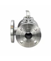 Кран шаровой DN.ru BV3232P(2pc)-FP-3WT-F-ISO-H Ду40 Ру16 HYMT, трехходовой T-тип, полнопроходной, фланцевый, материал корпуса - нержавеющая сталь SS316, с ISO фланцем и рукояткой