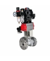 Кран шаровой DN.ru BV3232P(2pc)-FP-3WL-F-ISO-H Ду20 Ру16 HYMT трехходовой L-тип, полнопроходной, фланцевый, корпус - нержавеющая сталь AISI316, с пневмоприводом PA-DA-052, пневмораспределителем 4M320-08 AC220V, БКВ APL-510N EX и БПВ AFC2000