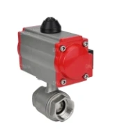 Кран шаровой DN.ru BV3232P(2pc)-FP-T-ISO-H Ду100 Ру40 полнопроходной, внутренняя резьба, нержавеющая сталь 316, уплотнение - PTFE, с пневмоприводом PA-SA-130, пневмораспределителем 4M310-08 AC220V