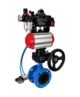 Затвор дисковый поворотный DN.ru WBV1313E-2W-F-H Ду100 Ру16 фланцевый, корпус - чугун GGG40, диск - чугун GGG40, EPDM, с пневмоприводом DN.ru PA-DA-105, пневмораспределителем 4V320-08 AC220V, БКВ APL-410N EX, дублером MON1-250-T26-ISO и БПВ AFC2000