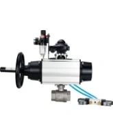 Кран шаровой DN.ru BV3232P(2pc)-FP-T-ISO-H Ду80 Ру40, полнопроходной, внутренняя резьба, нержавеющая сталь SS316, уплотнение - PTFE, с пневмоприводом PA-DA-105-1 двойного действия, с пневмораспределителем 4V320-08 AC220V, с БКВ APL-210N, с БПВ AFC2000