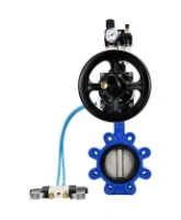 Затвор дисковый поворотный DN.ru WBV1631N-2W-Fb-H Ду150 Ру16 LUG корпус - чугун QT450, диск - нержавеющая сталь 304, уплотнение - NBR, с пневмоприводом PA-DA-105-1, пневмораспределителем 4V320-08 AC220V и БПВ AFC2000