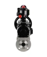Кран шаровой DN.ru BV3232P(3pc)-FP-F-ISO-H Ду100 Ру25 фланцевый корпус - нержавеющая сталь 316, полнопроходной, уплотнение - PTFE, с пневмоприводом PA-DA-105-1, пневмораспределителем 4M310-08 AC220V, БКВ APL-510N Ex