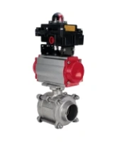 Кран шаровой DN.ru BV3232P(3pc)-FP-W-ISO-H WDVF Ду40 Ру40 полнопроходной, трехсоставной, корпус - нержавеющая сталь 316, уплотнение - PTFE, под приварку, с пневмоприводом PA-DA-065, БКВ APL-410N EX