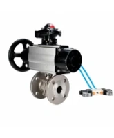 Кран шаровой DN.ru BV3232P(2pc)-FP-F-ISO-H WDVF Ду100 Ру16 полнопроходной, фланцевый, корпус - нержавеющая сталь 316, уплотнение - PTFE, с пневмоприводом PA-DA-105-1, пневмораспределителем 4V320-08 AC220V и БКВ APL-210N