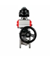 Кран шаровой DN.ru BV3232P(2pc)-FP-F-ISO-H Ду50 Ру16 полнопроходной фланцевый, корпус - нержавеющая сталь SS316, уплотнение - PTFE, с пневмоприводом PA-DA-083, пневмораспределителем 4M320-08 AC220V, ручным дублером MON2-450-T28-ISO и БКВ APL-510N EX