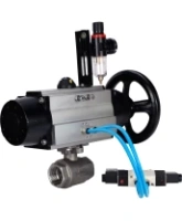 Кран шаровой DN.ru BV3232P(2pc)-FP-T-ISO-H Ду80 Ру40, полнопроходной, внутренняя резьба, нержавеющая сталь SS316, уплотнение - PTFE, с пневмоприводом PA-DA-105-1 двойного действия, с пневмораспределителем 4V320-08 AC220V, с БПВ AFC2000