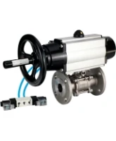 Кран шаровой DN.ru BV3232P(3pc)-FP-F-ISO-H Ду100 Ру25 фланцевый с ISO-фланцем, корпус - нержавеющая сталь 316, полнопроходной, уплотнение - PTFE, с пневмоприводом PA-DA-105-1, пневмораспределителем 4V320-08 AC220V