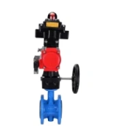 Затвор дисковый поворотный DN.ru WBV1313E-2W-F-H Ду100 Ру16 фланцевый, корпус - чугун GGG40, диск - чугун GGG40, EPDM, с пневмоприводом DN.ru PA-DA-105, пневмораспределителем 4M310-08 AC220V, БКВ APL-410N EX и ручным дублером MON1-250-T26-ISO