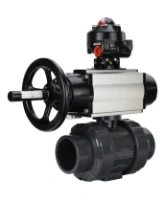 Кран шаровой DN.ru BV4242E-FP-GRM-ISO Дн50 Ру10 полнопроходной, корпус - НПВХ, шар - НПВХ, уплотнение - EPDM, с пневмоприводом PA-DA-105-1, пневмораспределителем 4M310-08 AC220V и БКВ APL-510N EX