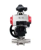 Кран шаровой DN.ru BV3232P(3pc)-FP-W-ISO-H LONG Ду65 Ру25 полнопроход., корпус - нерж.сталь 316, уплотнение - PTFE, под приварку, с пн.приводом PA-DA-083, пн.распределителем 4M310-08 AC220V, ручным дублером MON2-450-T28-ISO и БКВ APL-210N