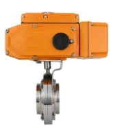 Затвор дисковый поворотный DN.ru WBV3131E-2W-W-H Ду50 Ру10 под приварку, корпус - пищевая нержавеющая сталь 304, уплотнение - EPDM, с электроприводом QT-N-005EM-A1-220VAC-У1 c датчиком обратной связи и входным управляющим сигналом 4-20мА HARK