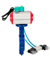 Затвор дисковый поворотный DN.ru WBV3434Pf-2W-Fb-R Ду200 Ру16 корпус - углеродистая сталь WCB, диск - углеродистая сталь WCB, футерованный PTFE, уплотнение - PTFE, с PA-DA-105, 4V320-08 AC220V и ALS200D