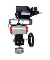Кран шаровой DN.ru BV3232P(2pc)-FP-T-ISO-H Ду65 Ру40 полнопроходной, нерж. сталь SS316, внутренняя резьба, PTFE, с пневмоприводом PA-DA-083, ручным дублером MON2-450-T28-ISO и с эл.пневматич. поворотным позиционером YT-1000RSN без обратной связи