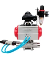 Кран шаровой DN.ru BV3232P(3pc)-FP-W-ISO-H LONG Ду80 Ру25 полнопроходной, корпус - нержавеющая сталь 316, уплотнение - PTFE, под приварку, с пневмоприводом PA-DA-083, пневмораспределителем 4V320-08 AC220V, БКВ APL-210N и БПВ AFC2000