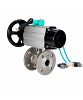 Кран шаровой DN.ru BV3232P(2pc)-FP-F-ISO-H WDVF Ду100 Ру16 полнопроходной, фланцевый, корпус - нержавеющая сталь 316, уплотнение - PTFE, с пневмоприводом PA-DA-105-1, пневмораспределителем 4V320-08 AC220V и магнитным переключателем ALS200D