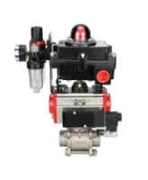 Кран шаровой DN.ru BV3232P(3pc)-FP-W-ISO-H Ду65 Ру25, полнопроходной под приварку, нержавеющая сталь SS316, уплотнение - PTFE, с пневмоприводом PA-DA-083 двойного действия, с пневмораспределителем 4M310-08 AC220V, с БКВ APL-410N EX, с БПВ AFC2000