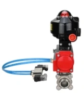 Кран шаровой DN.ru BV3232P(3pc)-FP-W-ISO-H Ду65 Ру25 под приварку, полнопроходной, корпус - нержавеющая сталь SS316, уплотнение - PTFE, с пн.приводом DN.ru PA-DA-083 пн.распределителем 4V320-08 AC220V БКВ APL-510N-EX