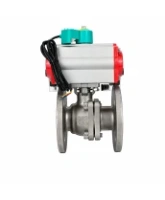 Кран шаровой DN.ru BV3232P(2pc)-FP-F-ISO-H Ду100 Ру16 полнопроходной фланцевый, корпус - нержавеющая сталь SS316, уплотнение - PTFE, с пневмоприводом PA-DA-105, пневмораспределителем 4M320-08 AC220V и магнитным переключателем ALS200D
