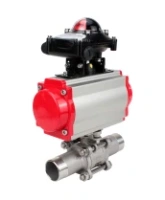 Кран шаровой DN.ru BV3232P(3pc)-FP-W-ISO-H LONG Ду65 Ру25 полнопроходной, корпус - нержавеющая сталь 316, уплотнение - PTFE, под приварку, с пневмоприводом DN.ru PA-DA-083 и БКВ APL-210N