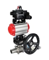 Кран шаровой DN.ru BV3232P(3pc)-FP-W-ISO-H LONG Ду65 Ру25 полнопроход., корпус - нерж.сталь 316, уплотнение - PTFE, под приварку, с пн.приводом PA-DA-083, пн.распределителем 4V320-08 AC220V, редуктором MON2-450-T28-ISO и БКВ APL-410N EX