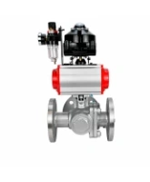 Кран шаровой DN.ru BV3232P(2pc)-FP-3WL-F-ISO-H Ду20 Ру16 HYMT, трехходовой L-тип, полнопроходной, фланцевый, корпус - нержавеющая сталь SS316, с пневмоприводом PA-DA-052, пневмораспределителем 4V320-08 AC220V, БКВ APL-510N EX и БПВ AFC2000