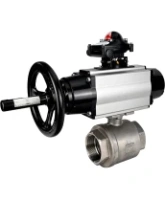 Кран шаровой DN.ru BV3232P(2pc)-FP-T-ISO-H Ду100 Ру40 полнопроходной двухходовой, нержавеющая сталь SS316, внутренняя резьба, уплотнение - PTFE, с пневмоприводом PA-DA-105-1 двойного действия, с пневмораспределителем 4M310-08 AC220V, с БКВ APL-210N