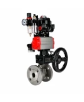 Кран шаровой DN.ru BV3232P(2pc)-FP-F-ISO-H Ду50 Ру16 полнопроходной фланцевый, корпус - нерж.сталь SS316, уплотнение - PTFE, с пн.приводом PA-DA-083, пн.распределителем 4M320-08 AC220V, ручным дублером MON2-450-T28-ISO, БКВ APL-510N EX и БПВ AFC2000