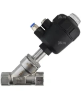 Клапан отсечной пневматический DN.ru VSP3241P-T-1PNC 3/4″ Ду20 Ру25, корпус - нержавеющая сталь SS316, резьбовой, Y-образный, корпус привода - пластик