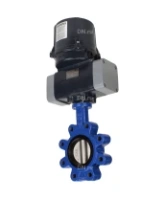 Затвор дисковый поворотный DN.ru WBV1631N-2W-Fb-H Ду150 Ру16 LUG межфланцевый, корпус - чугун QT450, диск - нержавеющая сталь AISI 304, уплотнение - NBR, с электроприводом четвертьоборотным DN.ru QTSA-N-020EM-O0-220VAC с пружинным возвратом