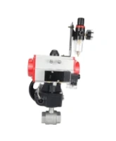 Кран шаровой DN.ru BV3232P(2pc)-FP-T-ISO-H Ду40 Ру63 полнопроходной двухходовой, нержавеющая сталь SS316, внутренняя резьба, PTFE, с пневмоприводом PA-DA-083, с пневмораспределителем 4M310-08 220В, с ручным дублером MON2-450-T28-ISO, с БПВ AFC2000