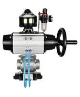 Кран шаровой DN.ru BV3232P(3pc)-FP-W-ISO-H Ду80 Ру25, полнопроходной, трехсоставной, нержавеющая сталь 316, уплотнение - PTFE, под приварку, с пневмоприводом PA-DA-105-1, пневмораспределителем 4V320-08 AC220V, БКВ APL-510N Ex, БПВ AFC2000