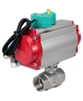 Кран шаровой DN.ru BV3232P(2pc)-FP-T-ISO-H Ду100 Ру40 полнопроходной, внутренняя резьба, корпус - нержавеющая сталь 316, уплотнение - PTFE, с пневмоприводом PA-DA-105, пневмораспределителем 4M310-08 220В и магнитным переключателем ALS200D