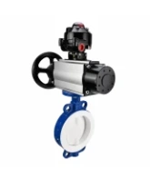 Затвор дисковый поворотный DN.ru WBV3434Pf-2W-Fb-R Ду200 Ру16, корпус - углеродистая сталь WCB, диск - углеродистая сталь WCB, футерованный PTFE, уплотнение - PTFE, с пневмоприводом PA-DA-105-1, пневмораспределителем 4M310-08 AC220V и БКВ APL-510N EX
