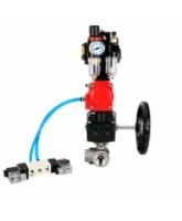 Кран шаровой DN.ru BV3232P(4pc)-SP-3WT-T-ISO-H WDVF Ду25 Ру63 стандартнопроходной, 3-ходовой Т-тип, внутренняя резьба, с пневмоприводом PA-DA-065, пневмораспределителем 4V320-08 AC220V, БКВ APL-510N EX, БПВ AFC2000 и ручным дублером MON1-250-T26-ISO