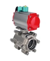 Кран шаровой DN.ru BV3232P(3pc)-FP-SW-ISO-H Ду100 Ру63 полнопроходной, корпус - нержавеющая сталь SS316, под приварку, с пневмоприводом PA-DA-105, магнитным переключателем ALS200D
