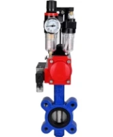 Затвор дисковый поворотный DN.ru WBV1631N-2W-Fb-H Ду150 Ру16 LUG корпус - чугун QT450, диск - нержавеющая сталь 304, уплотнение - NBR, с пневмоприводом DN.ru PA-SA-160, пневмораспределителем 4M310-08 AC220V и БПВ AFC2000