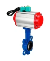 Затвор дисковый поворотный DN.ru WBV1413E-2W-Fb-H Ду100 Ру16 корпус - чугун GGG50, диск - чугун GGG40, уплотнение - EPDM, с пневмоприводом PA-DA-083, пневмораспределителем 4M310-08 AC220V и магнитным переключателем ALS200D