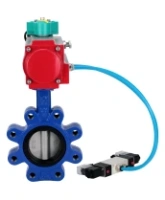 Затвор дисковый поворотный DN.ru WBV1631N-2W-Fb-H Ду150 Ру16 LUG корпус - чугун QT450, диск - нержавеющая сталь 304, уплотнение - NBR, с пневмоприводом PA-DA-105, пневмораспределителем 4V320-08 AC220V и магнитным переключателем ALS200D