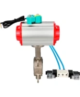 Затвор дисковый поворотный DN.ru WBV3131P-2W-Fb-H Ду100 Ру16 корпус - нержавеющая сталь 304, диск - нержавеющая сталь 304, уплотнение - PTFE, с пневмоприводом PA-DA-083, пневмораспределителем 4V320-08 AC220V и магнитным переключателем ALS200D