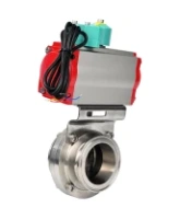 Затвор дисковый поворотный DN.ru WBV3131S-2W-T-H Ду80 Ру10 резьбовой, корпус - пищевая нержавеющая сталь 304, уплотнение - Silicon, с пневмоприводом PA-SA-083 и магнитным переключателем ALS200D